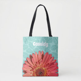 Coral Colored Gerbera Daisy Foto Mint Green Tasche