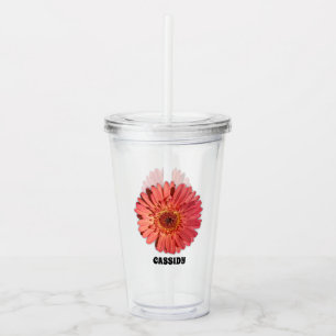 Coral Colored Gerbera Daisy Foto Personalisiert Acryltrinkbecher