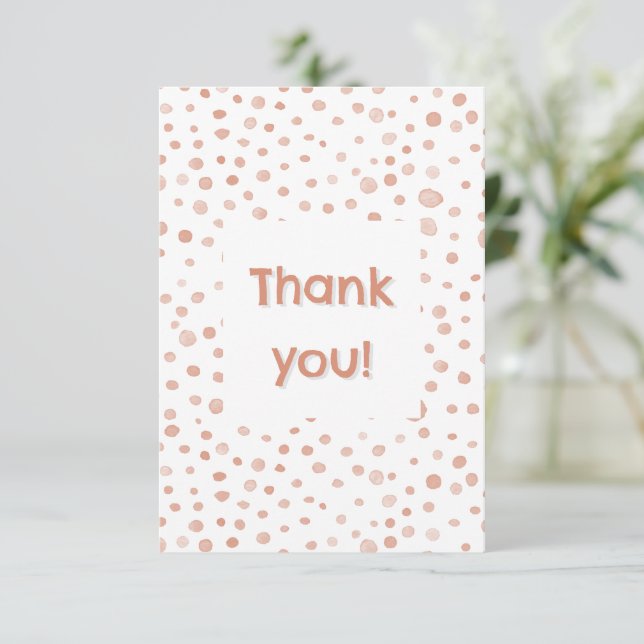 Coral Confetti Wasserfarben Punkte Danke Karte (Stehend Vorderseite)