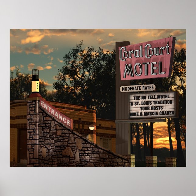 Coral Court Motel on Route 66 Poster (Vorne)