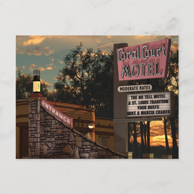 Coral Court Motel Route 66 American Retro Postkarte (Vorderseite)