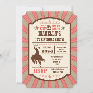 Coral Cowboy Rodeo Geburtstagsparty Einladung