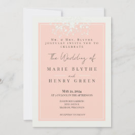 Coral & Cream Filigree Elegantes Hochzeitsempfang Einladung