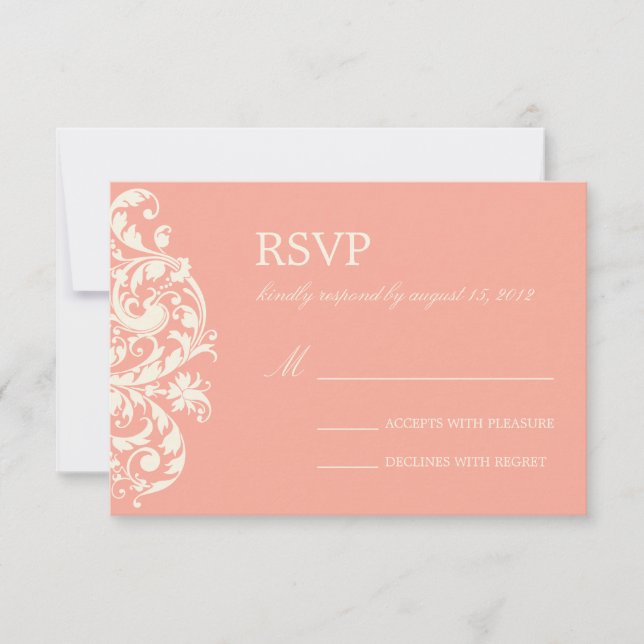 CORAL & CREAM GEBLÜHT | HOCHZEIT RSVP KARTE (Vorderseite)