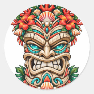 Coral Crest Guardian Tiki-Aufkleber Runder Aufkleber