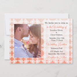 Coral Damask Foto Wedding Invites Einladung
