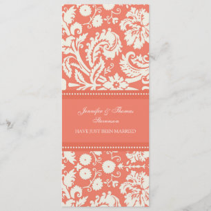 Coral Damask Just Married Announctions Cards Ankündigung