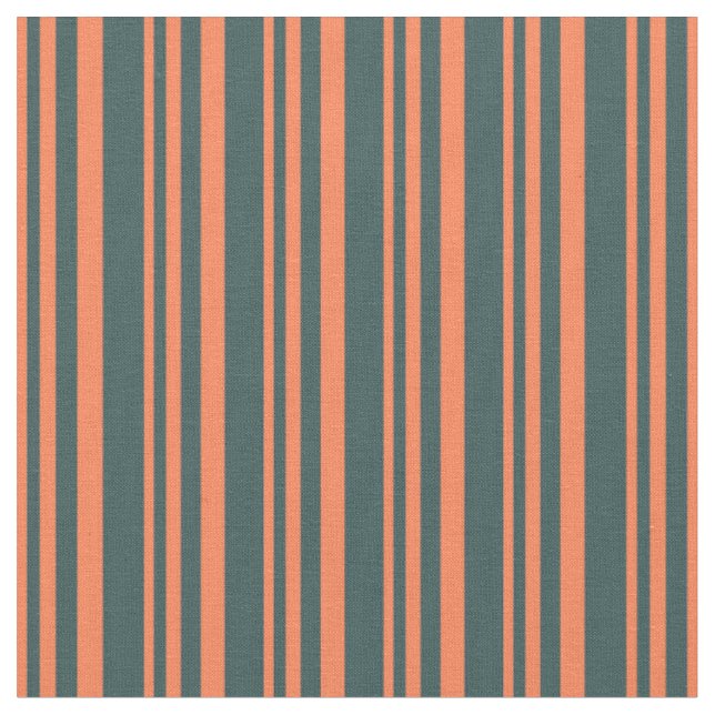 Coral & Dark Slate Gray Lines Stoff (Nahaufnahme)