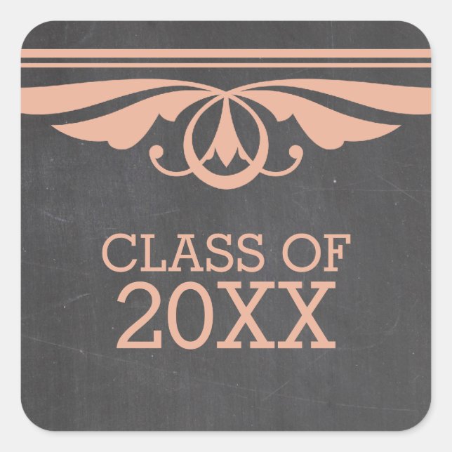 Coral Deko Chalkboard Abschluss Stickers (Vorderseite)