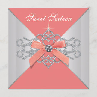 Coral Diamonds and Coral Birthday Party Einladung