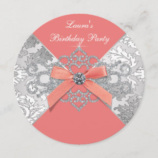 Coral Diamonds Coral Geburtstagsparty Einladung