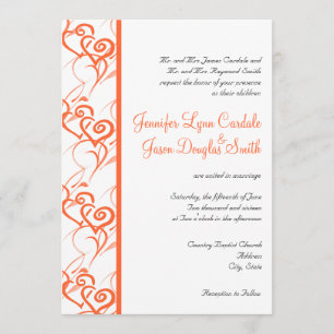 Coral Double Heart Wirbel Hochzeit Einladungen