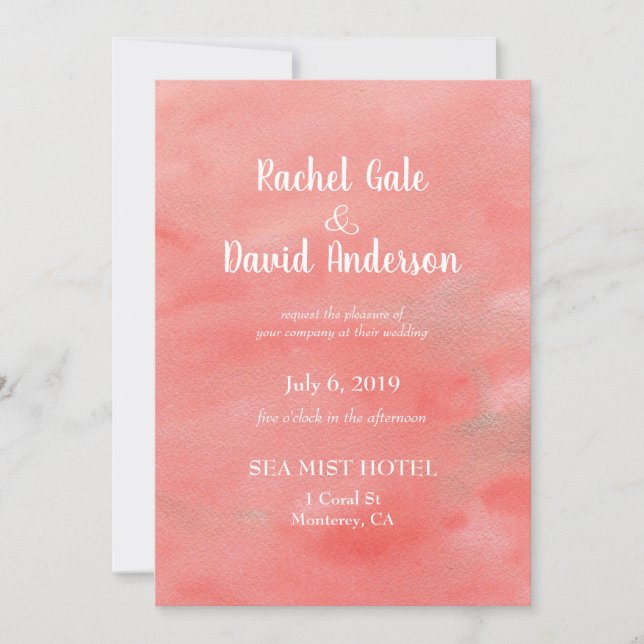 Coral Dreams Watercolor Wedding Einladung (Vorderseite)