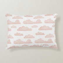 Coral Dreamtime Aquarelle Nuages Accent Coussin