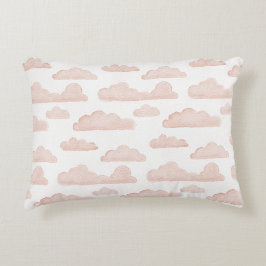 Coral Dreamtime Aquarelle Nuages Accent Coussin