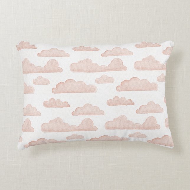Coral Dreamtime Aquarelle Nuages Accent Coussin (Devant)
