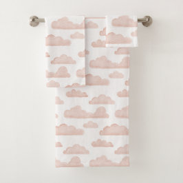 Coral Dreamtime Aquarelle Nuages Serviette