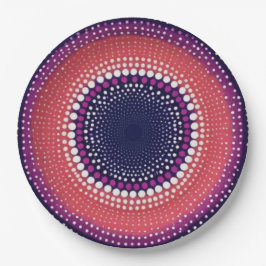 Coral, Eggplant, Magenta, Blue Kaleidoskop Dots Pappteller