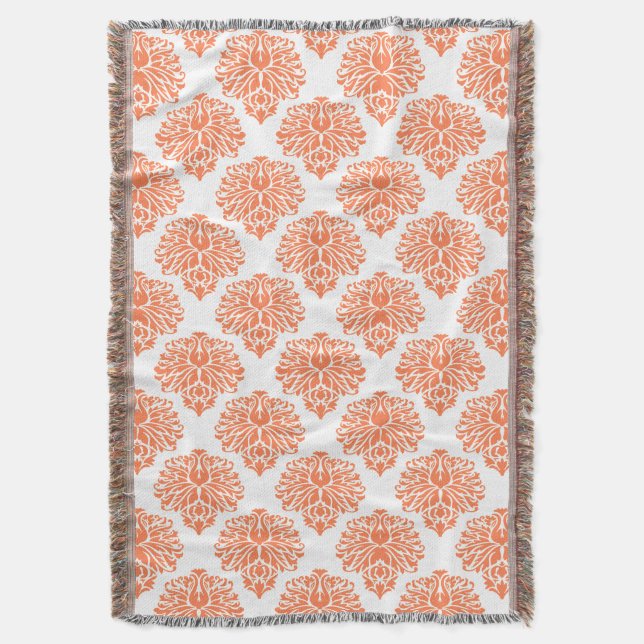 Coral Elegant Damask Decke (Vorderseite Vertikal)