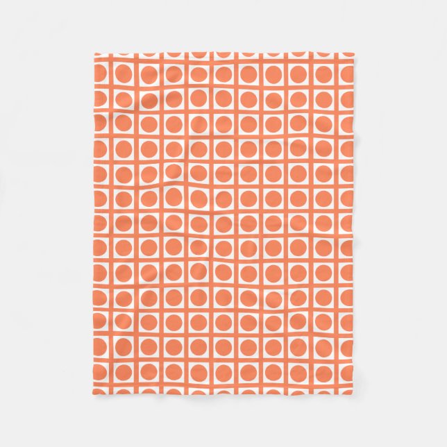 Coral Elegant Grid Dots Fleecedecke (Vorderseite)