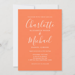 Coral Elegant Signature Schrift Hochzeit Einladung