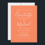 Coral Elegant Signature Script Hochzeit Einladung<br><div class="desc">Elegante Signatur Script Hochzeitseinladung mit Signature Stilnamen,  diese stilvolle Korallen und Weiß Hochzeitseinladung kann mit Ihren Informationen in schicken weißen Schriftzeichen personalisiert werden. Entwickelt von Thisisnotme©</div>