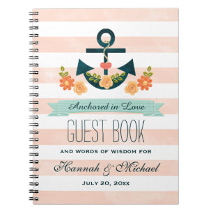 Coral et Marine Ancre nautique Mariage livre d'hôt