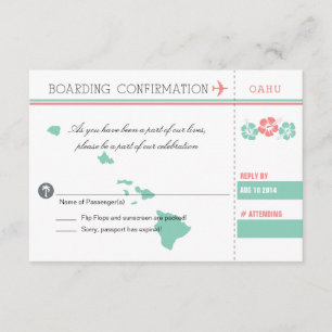 Coral et Mint OAHU Mariage RSVP Embarquement Pass