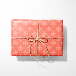 Coral Fleur-de-Lis Geschenkpapier