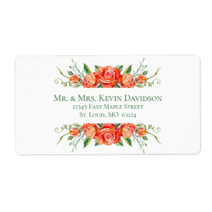 Coral Floral Rose Hochzeit Rücksendeadressen-Aufkl