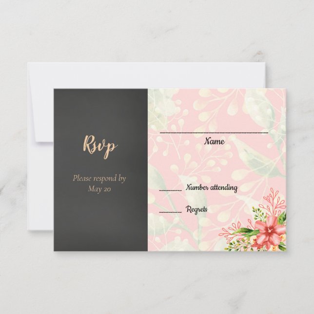 Coral Floral Wedding RSVP (Vorderseite)