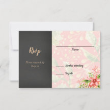Coral Floral Wedding RSVP