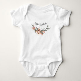 Coral Floral Wreath Personalisiert Name Baby Strampler