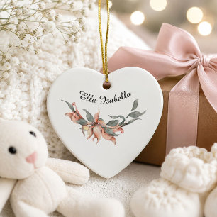Coral Floral Wreath Personalisiert Name Keramik Ornament