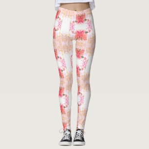 Coral Flower Bright Leggings
