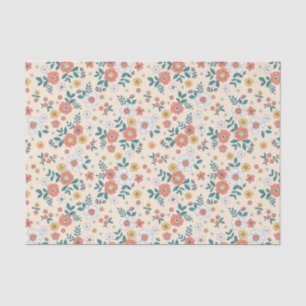 Coral Flower Garden Pattern Seidenpapier