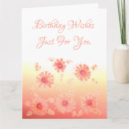 Coral Flower Happy Birthday Karte
