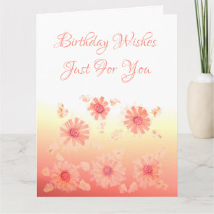 Coral Flower Happy Birthday Karte