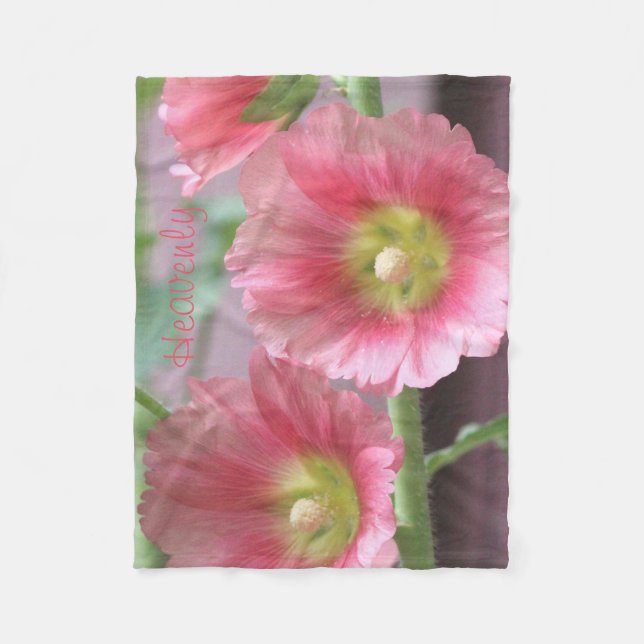 Coral Flower Hollyhocks Fleecedecke (Vorderseite)
