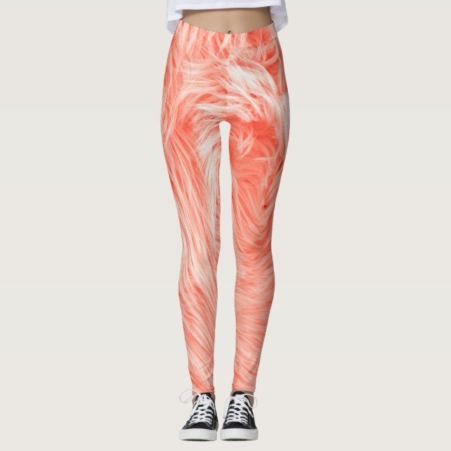 Coral Fluffy Fur: Trend 2019. Leggings (Vorderseite)