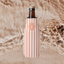 Coral French Beach Stripe Personalisiert Monogram Flaschenkühler