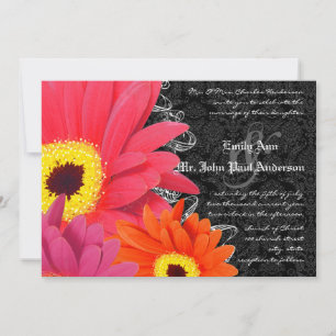 Coral & Fuchsia Gerber Daisy Wedding Einladung