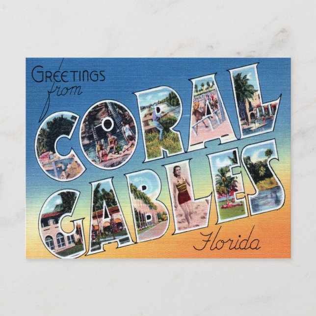 Coral Gables Floride Grande Lettre carte postale (Devant)