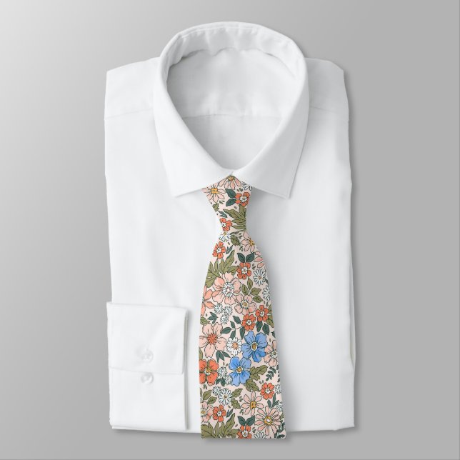 Coral Garden Blume Muster Krawatte (Gebunden)