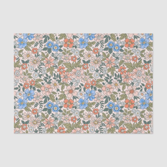 Coral Garden Blume Muster Seidenpapier (Vorderseite)