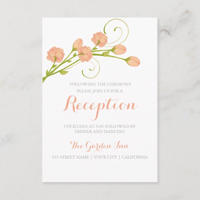 Coral Garden Rose - Empfang Card Begleitkarte (Vorderseite)
