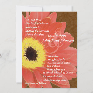 Coral Gerber Daisy Faire-part de mariage