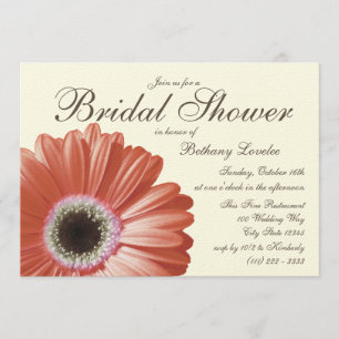 Coral Gerbera Daisy Brautparty Einladung