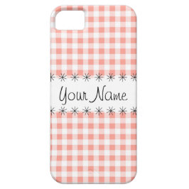 Coral Gingham Karo "Name" iPhone Fall title_seo2