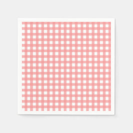 Coral Gingham Paper Napkins Serviette